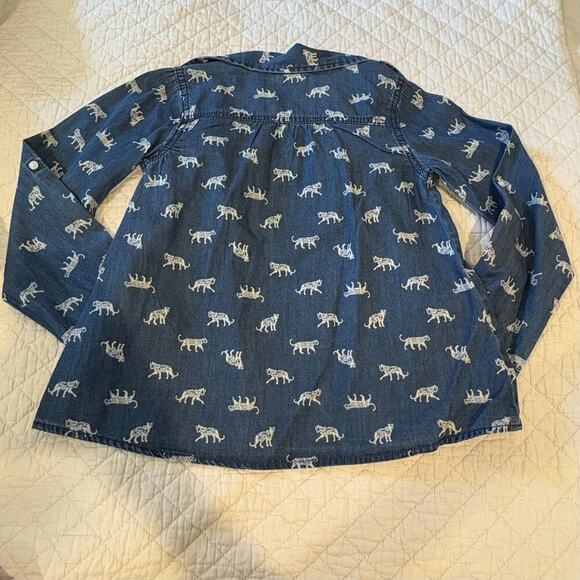 GYMBOREE Girls Denim Cheetah Chambray Tunic Sz 10 Streetwear Summer Casual Kooky - Picture 2 of 8